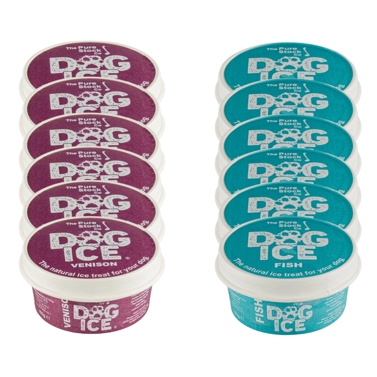 Frozen Dog Ice treat Venison Fish in 12 x 150ml tub